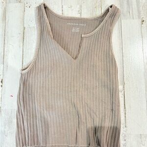 American Eagle Outfitters Tan Ribbed Sleeveless Tank Top